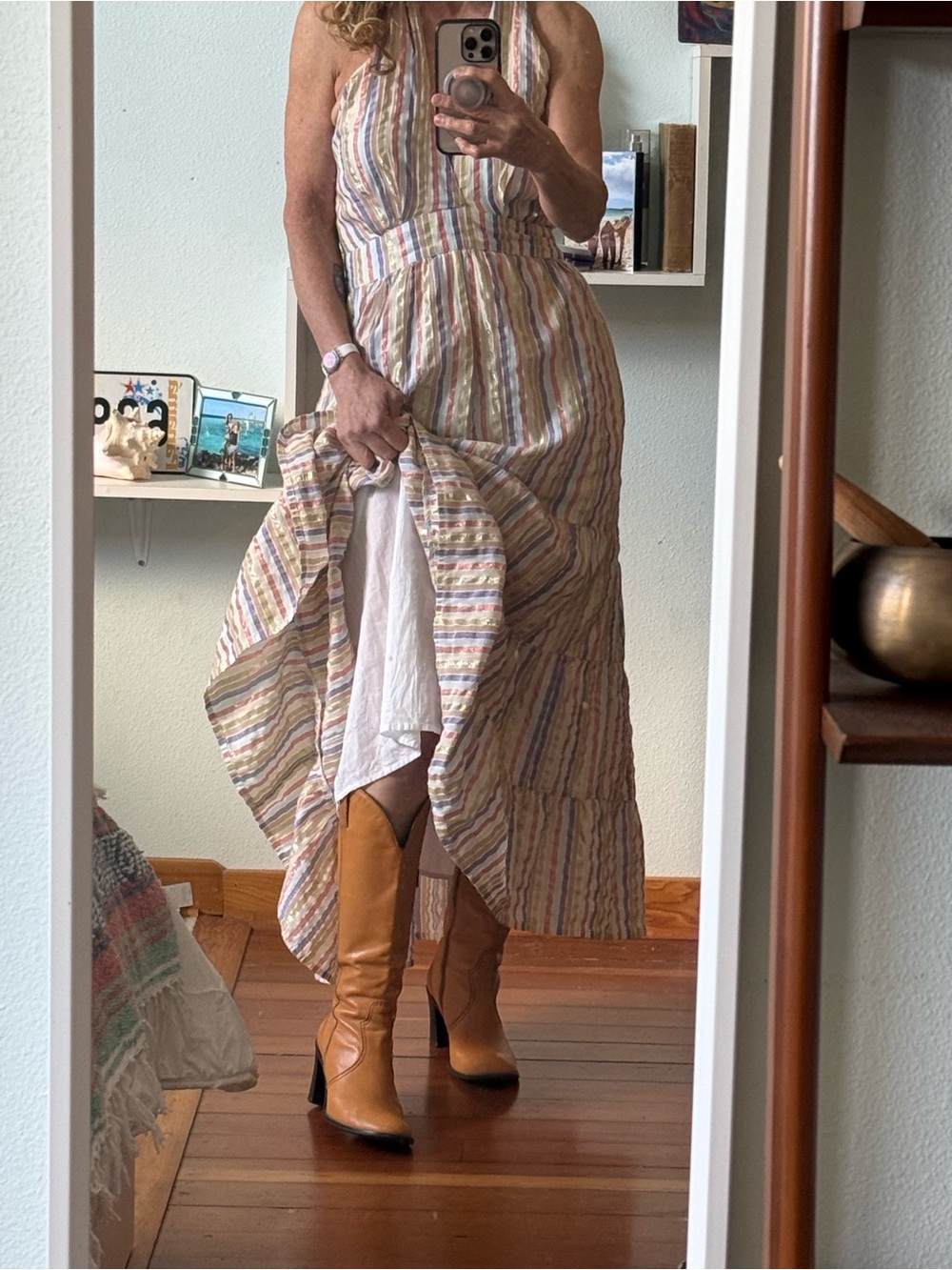Boden Striped V-Neck Sleeveless Maxi Dress - Pastel Multi Colors - Picture 2 of 16